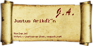 Justus Arikán névjegykártya
